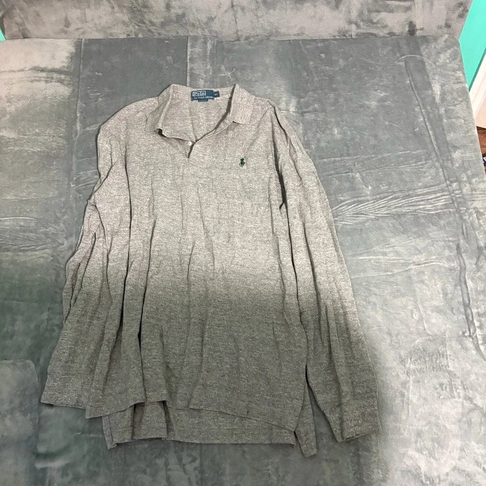 Polo Ralph Lauren Shirt Mens XL Long Sleeve Gray Pull over Polo Preppy